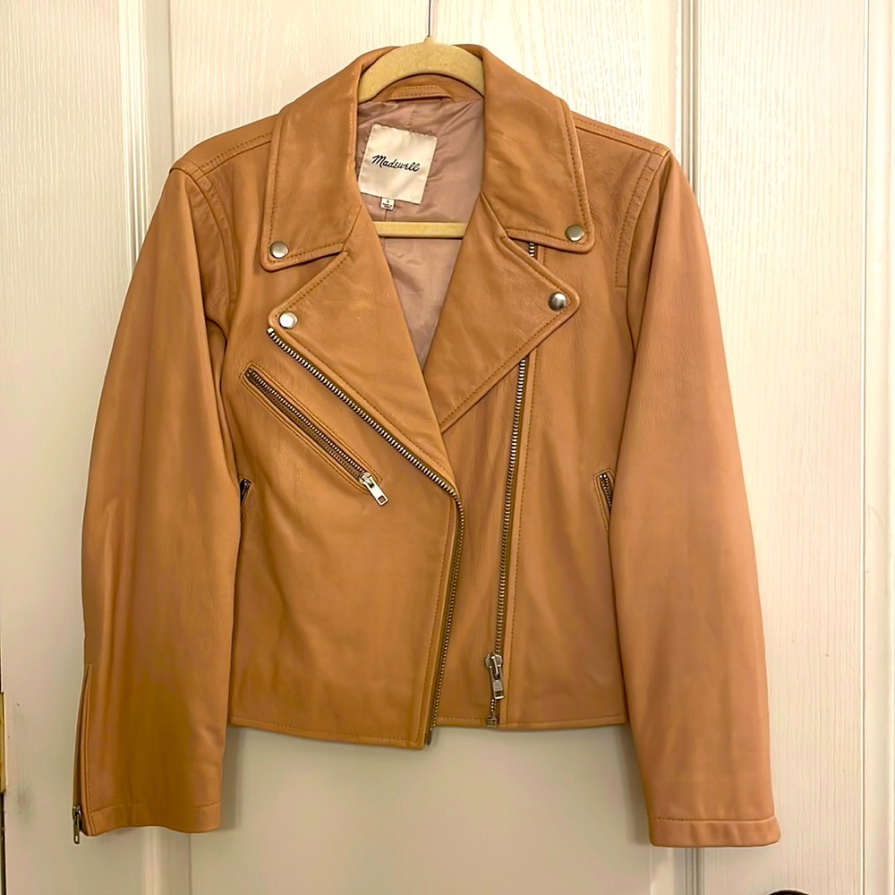 Madewell neutral leather moto jacket